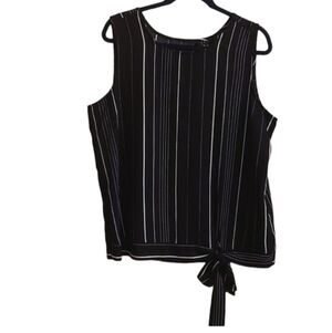 NEW JULES & LEOPOLD Sleeveless Black and White Striped Top Waist Tie sz L